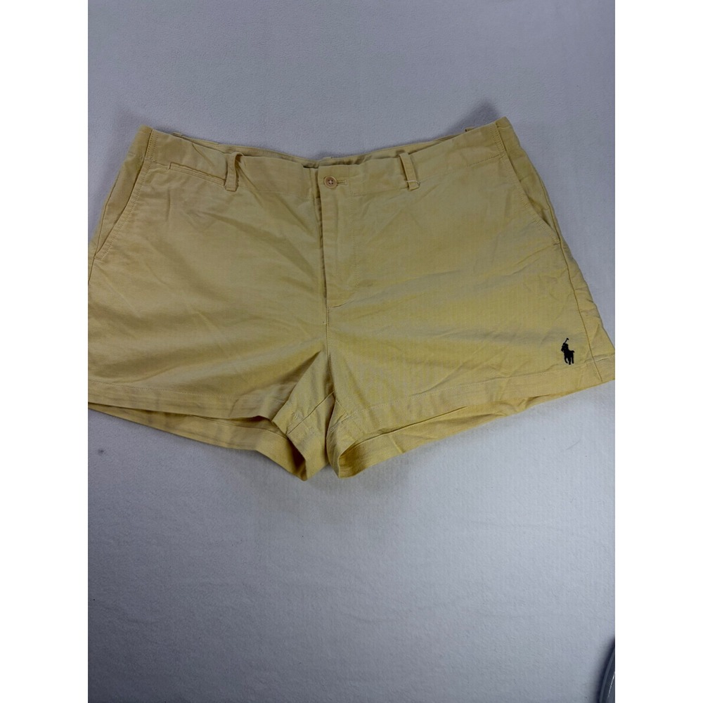 Polo Ralph Lauren Womens Yellow Oxford Chino Shorts Size 14 Embroidered Pony